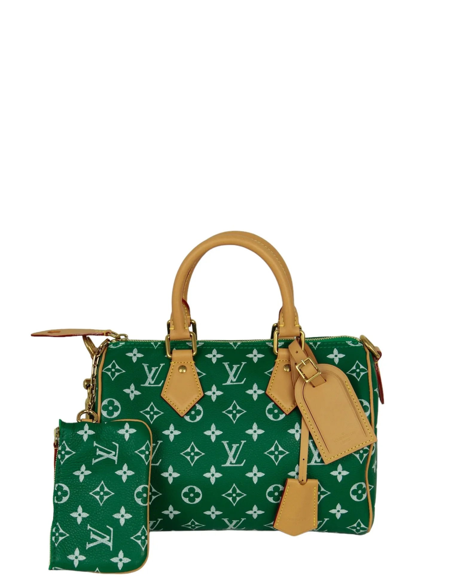 Louis Vuitton Green Soft Calfskin Monogram Speedy P9 Bandouliere 25