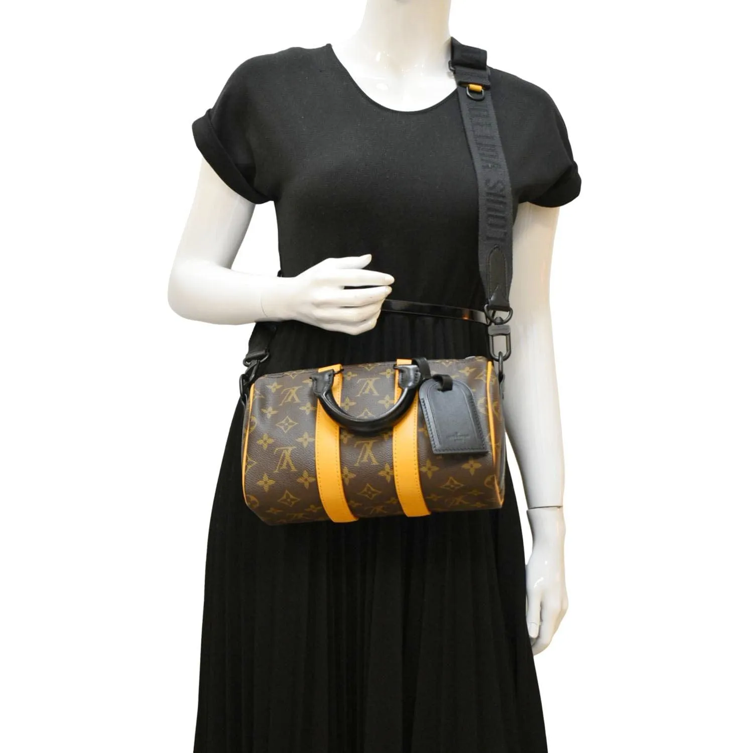 LOUIS VUITTON Keepall 25 Bandouliere Monogram Macassar Canvas Crossbody Bag Brown