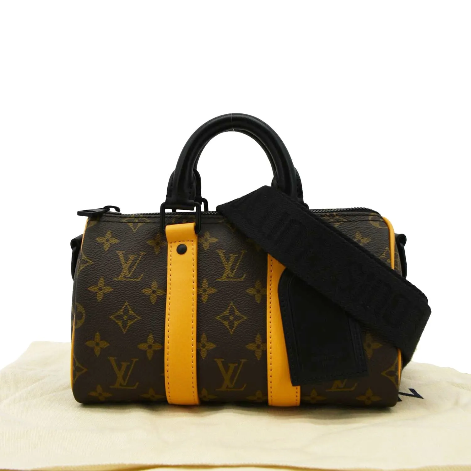 LOUIS VUITTON Keepall 25 Bandouliere Monogram Macassar Canvas Crossbody Bag Brown