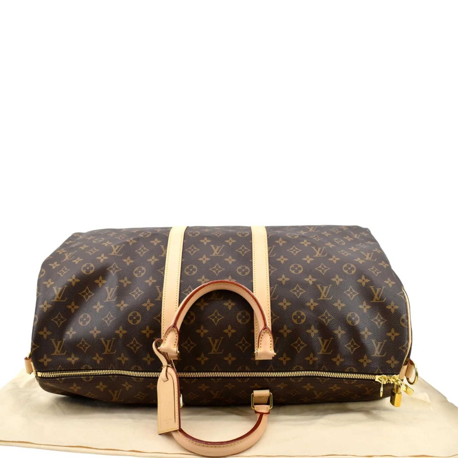 LOUIS VUITTON Keepall Bandouliere 55 Monogram Canvas Travel Bag Brown
