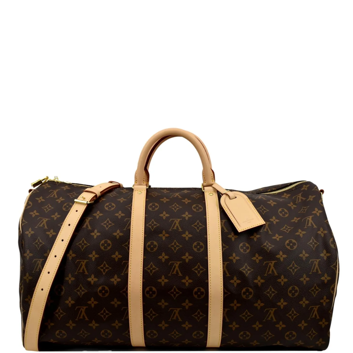 LOUIS VUITTON Keepall Bandouliere 55 Monogram Canvas Travel Bag Brown