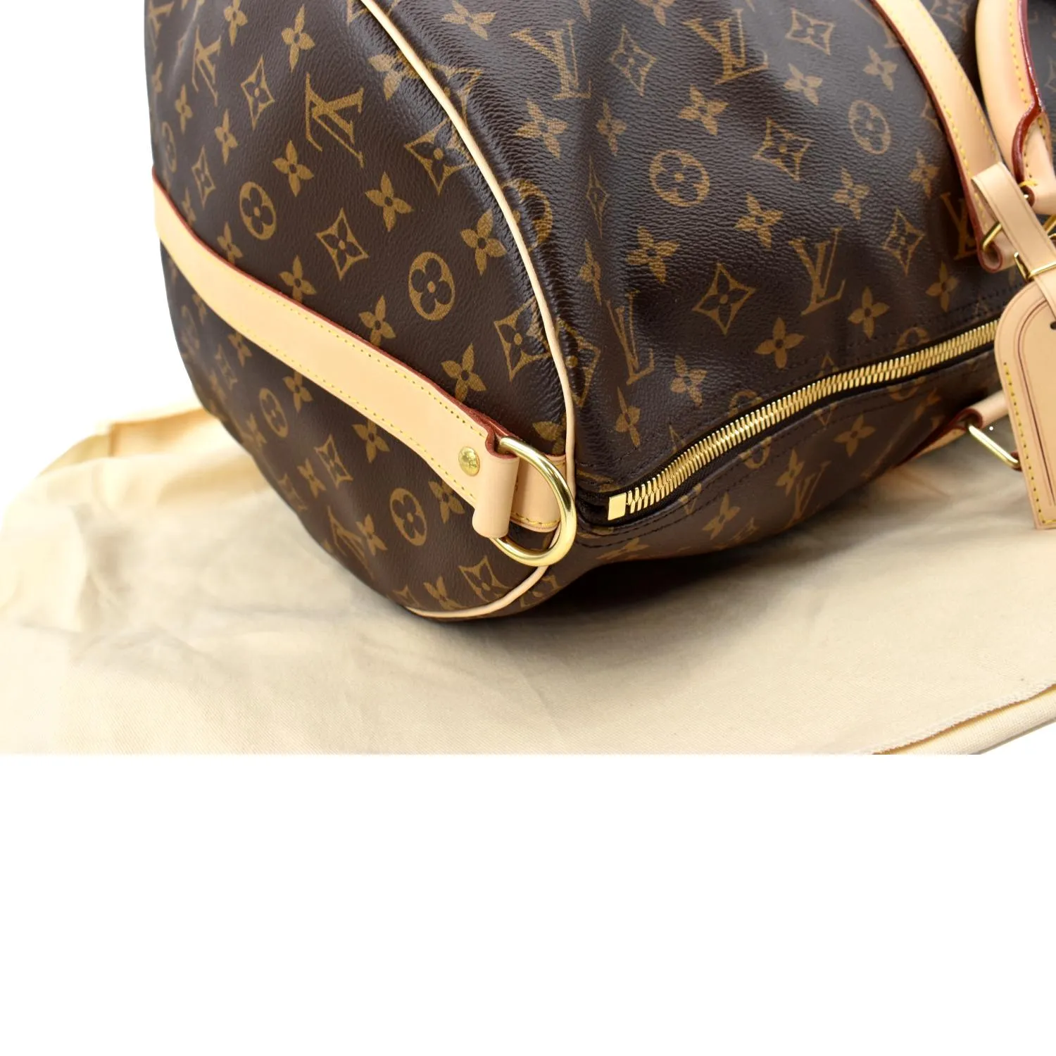 LOUIS VUITTON Keepall Bandouliere 55 Monogram Canvas Travel Bag Brown