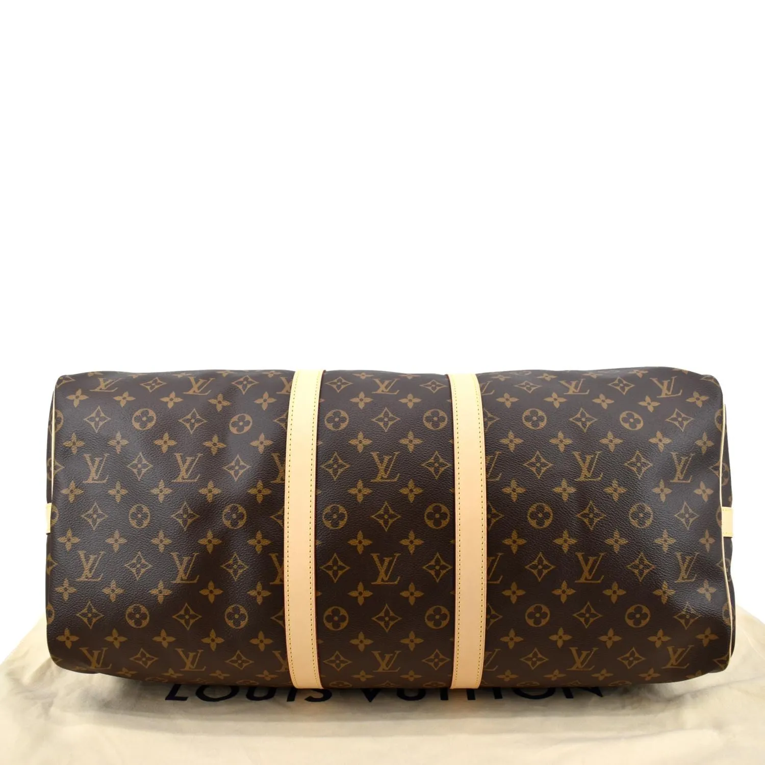 LOUIS VUITTON Keepall Bandouliere 55 Monogram Canvas Travel Bag Brown