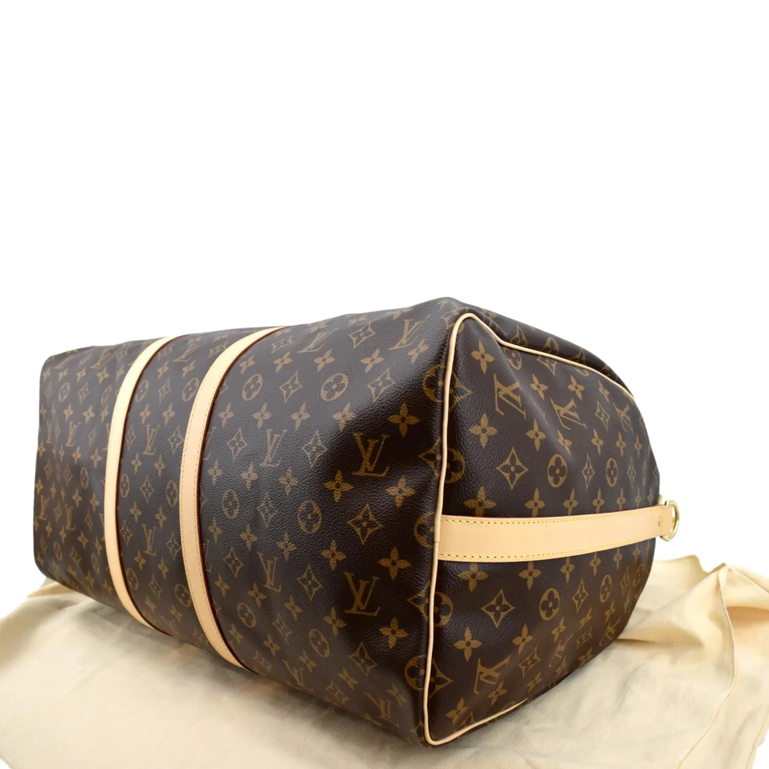 LOUIS VUITTON Keepall Bandouliere 55 Monogram Canvas Travel Bag Brown
