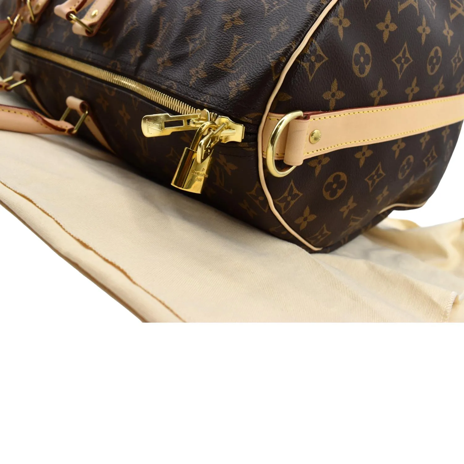 LOUIS VUITTON Keepall Bandouliere 55 Monogram Canvas Travel Bag Brown