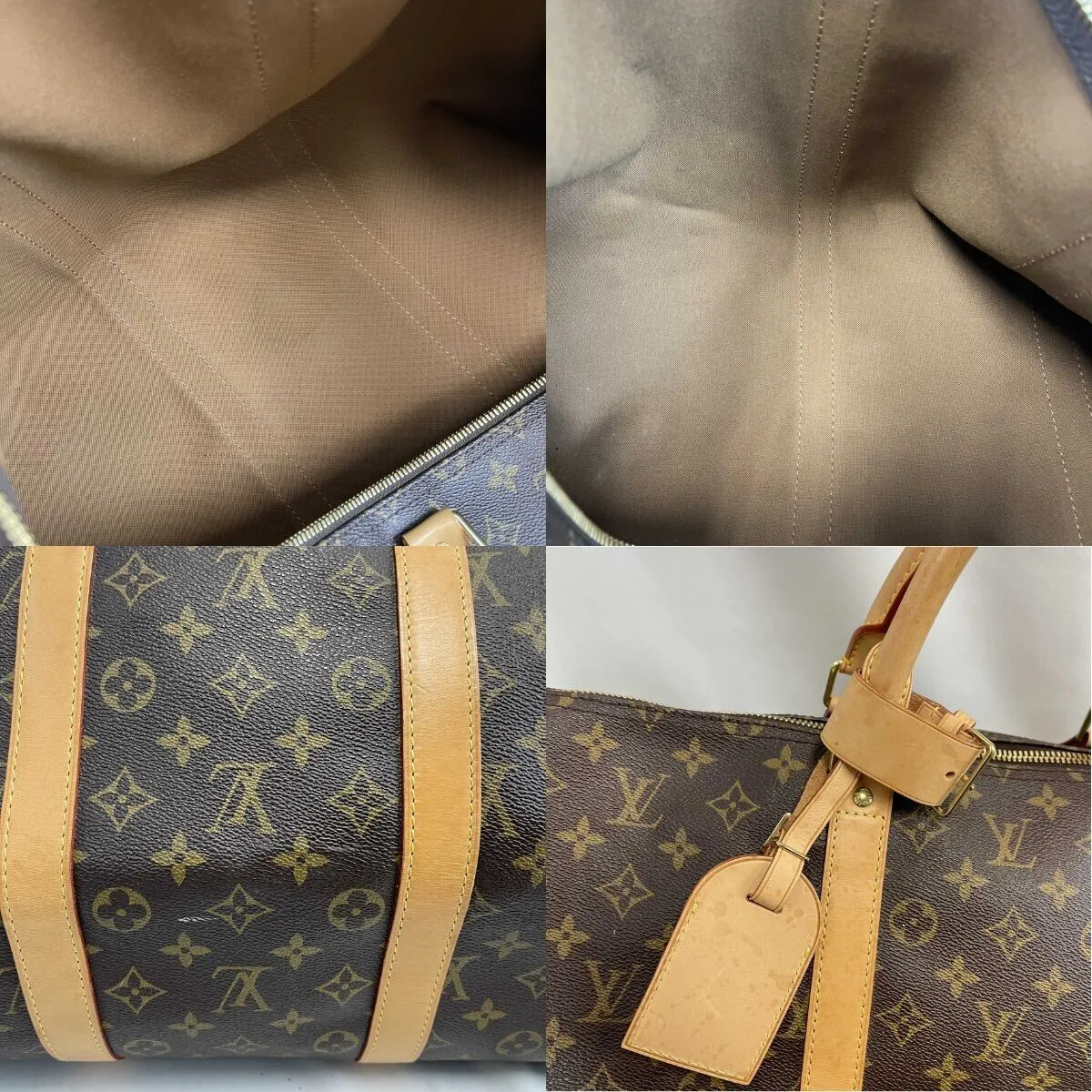 Louis Vuitton Keepall Bandoulière 55 Monogram Canvas Brown Good Duffle Bag