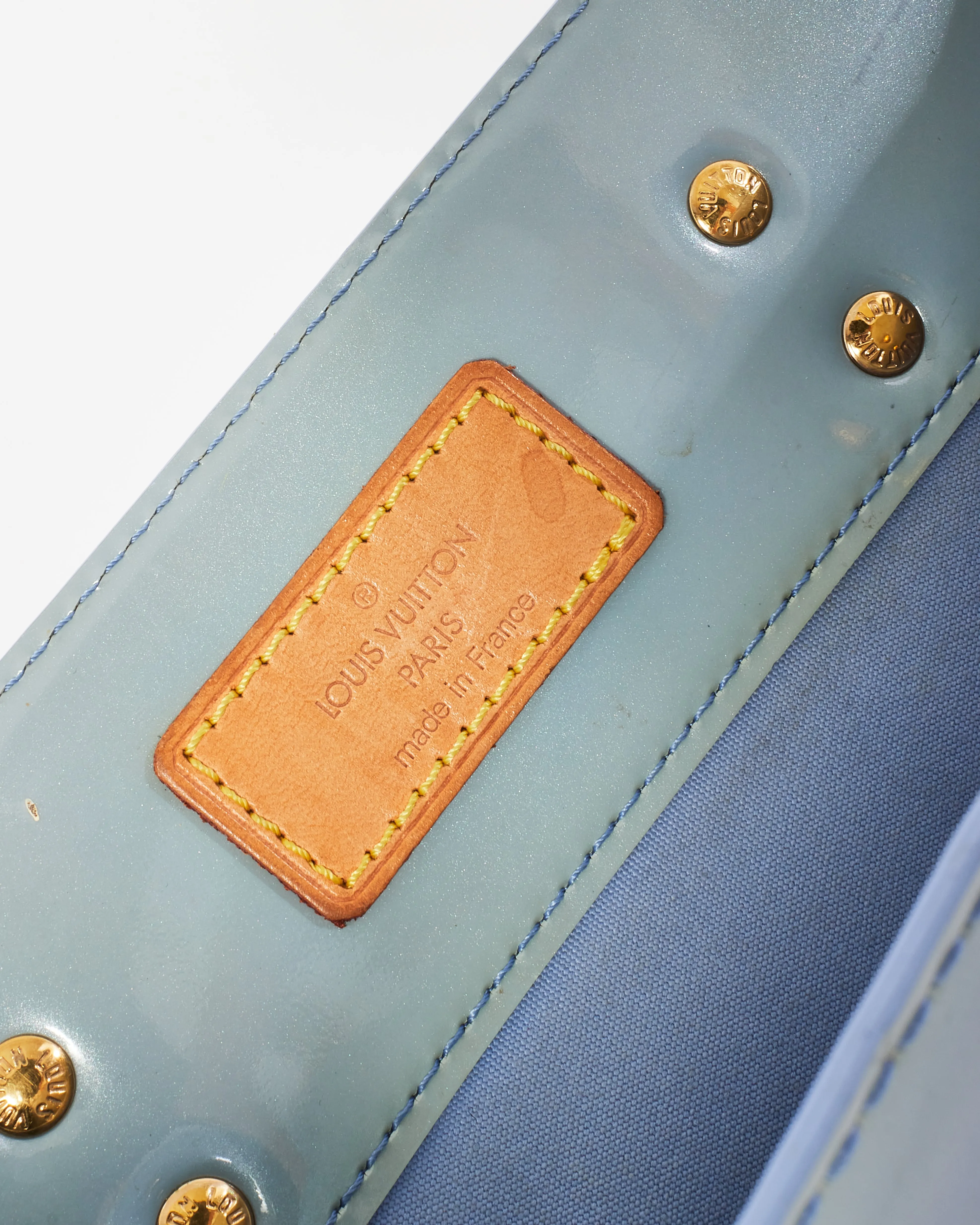 Louis Vuitton Light Blue Monogram Vernis Reade MM Bag