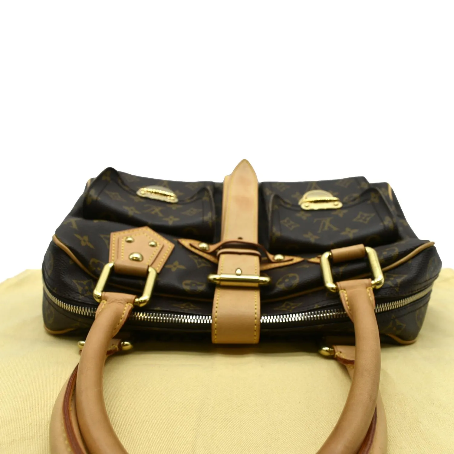 LOUIS VUITTON Manhattan GM Monogram Canvas Satchel Bag Brown