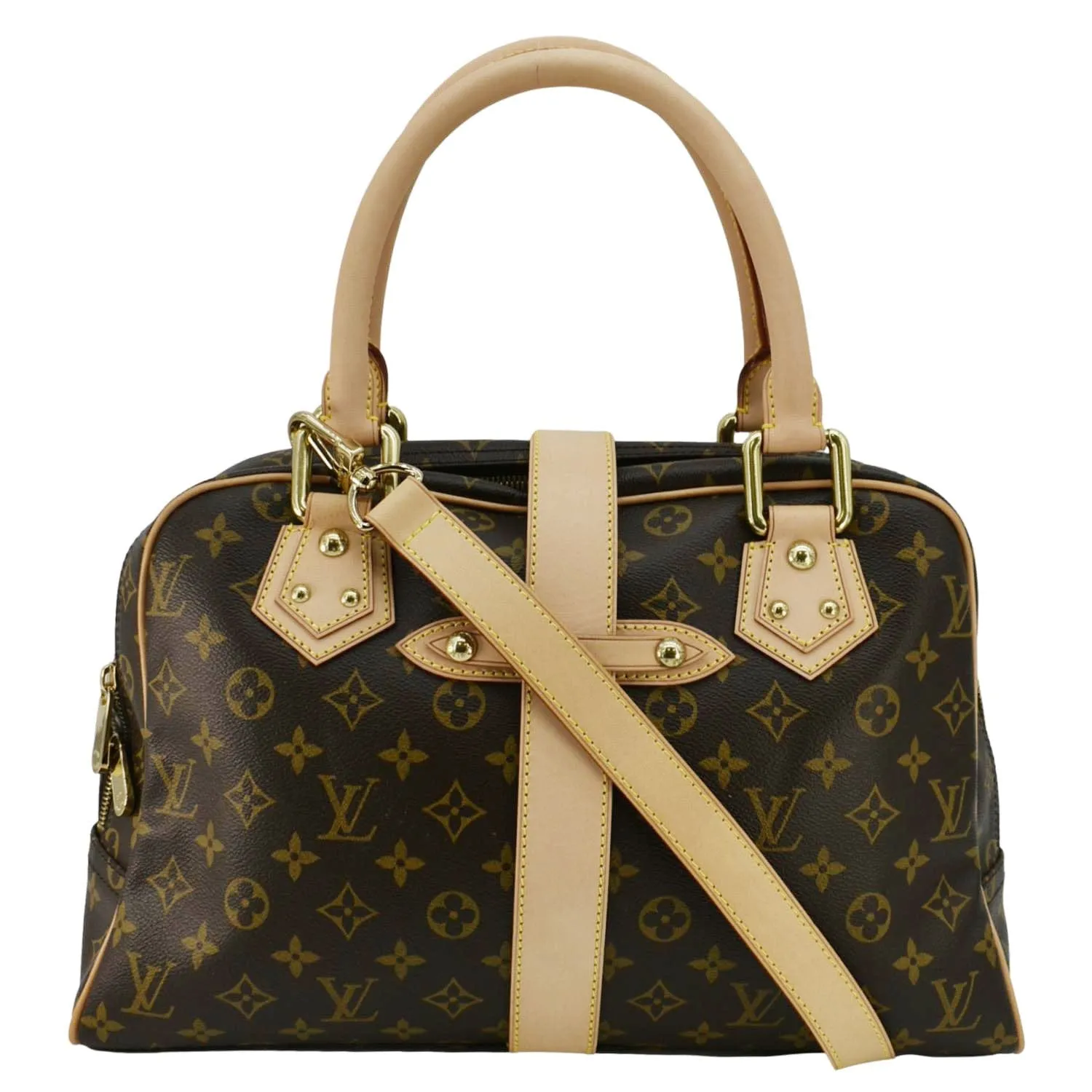 LOUIS VUITTON Manhattan GM Monogram Canvas Satchel Bag Brown