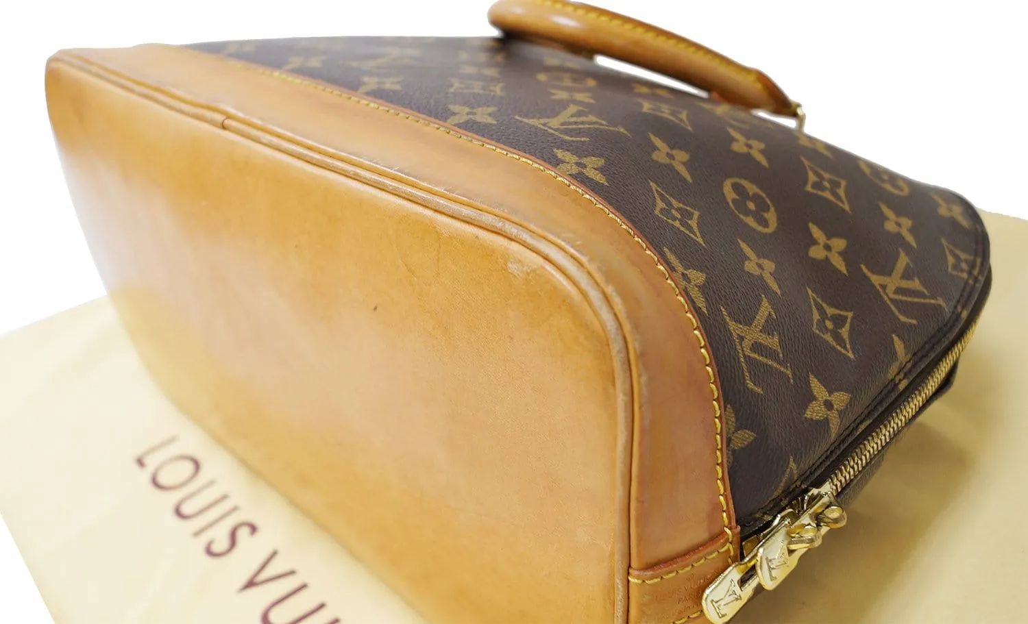 LOUIS VUITTON Monogram Canvas Brown Alma Satchel Bag
