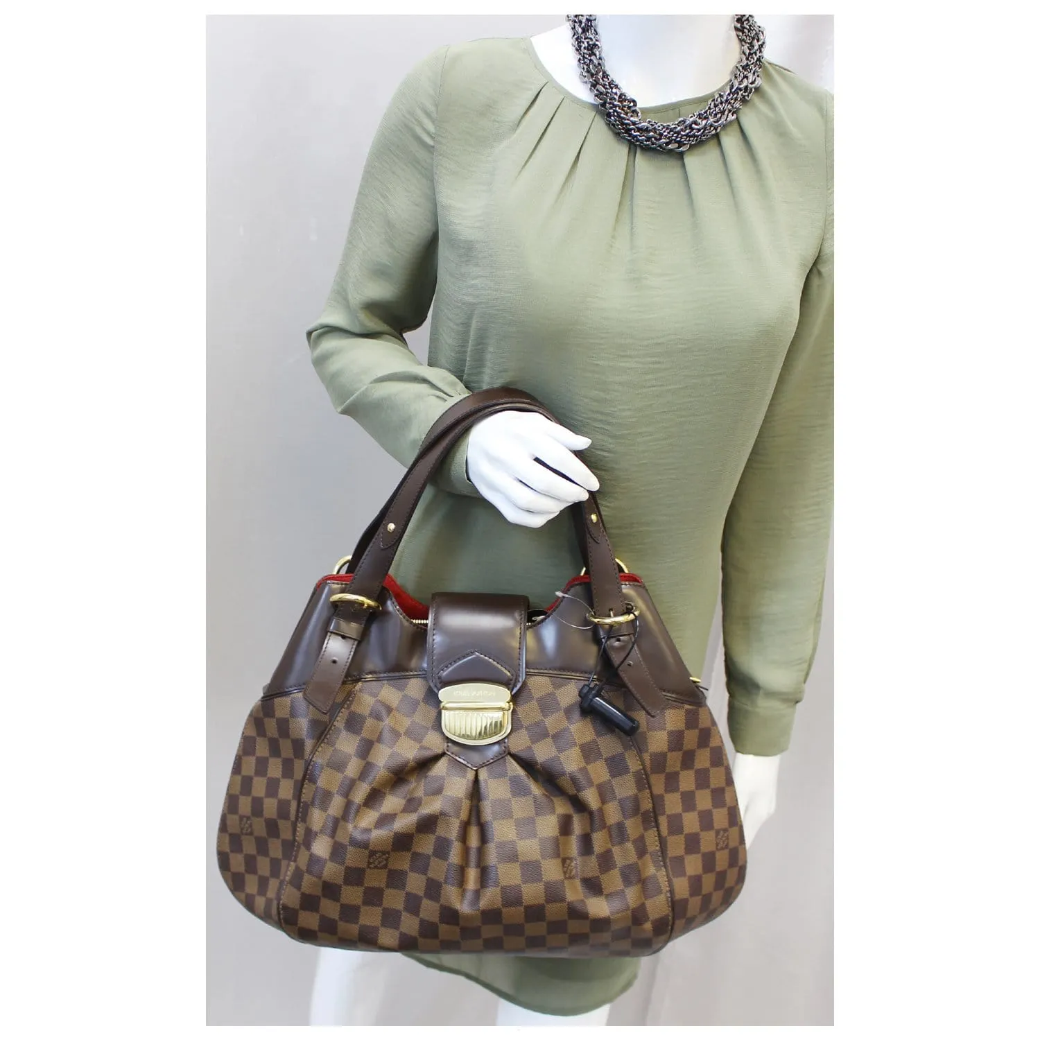 LOUIS VUITTON Sistina GM Damier Ebene Shoulder Handbag