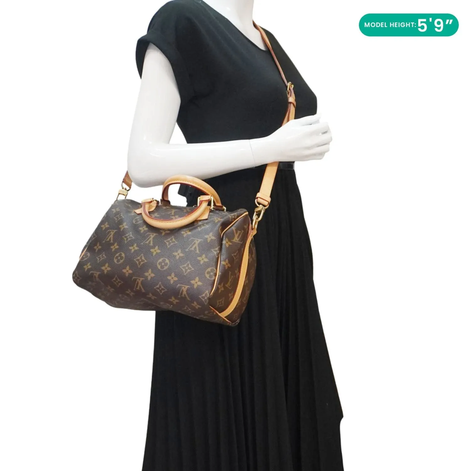 LOUIS VUITTON Speedy 25 Bandouliere Monogram Canvas Shoulder Bag Brown