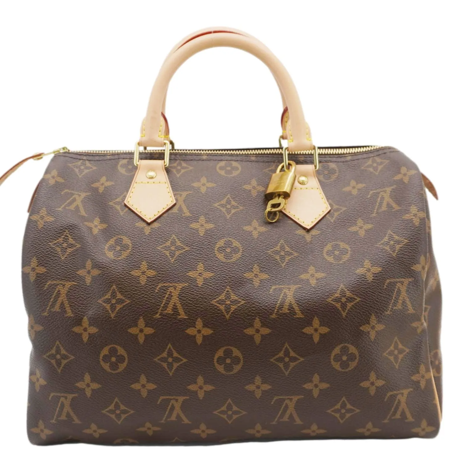 LOUIS VUITTON Speedy 30 Monogram Canvas Satchel Bag Brown