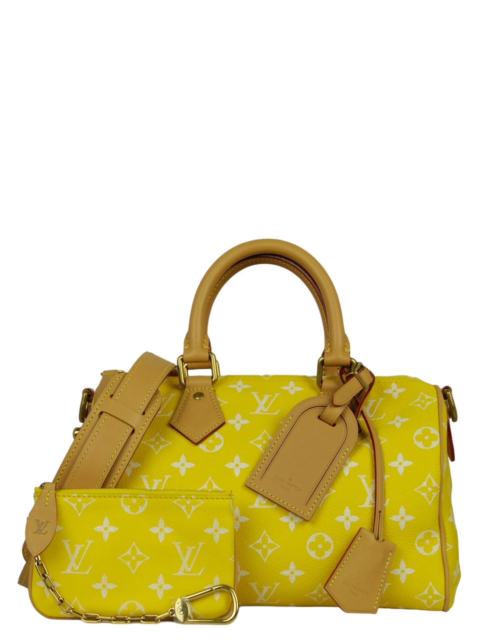 Louis Vuitton Yellow Soft Calfskin Monogram Speedy P9 Bandouliere 25