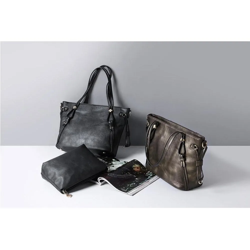 <bold>Tote & Crossbody Bag Set <br>Vegan-Leather