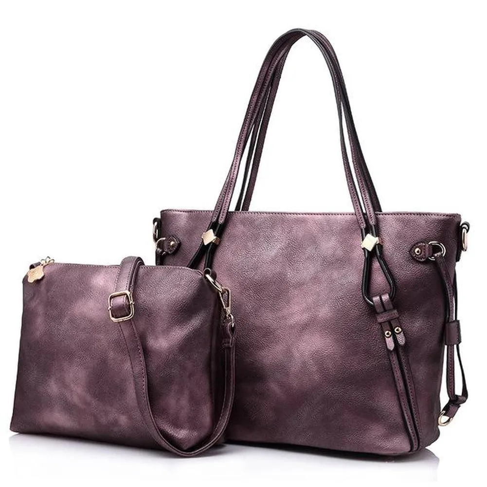 <bold>Tote & Crossbody Bag Set <br>Vegan-Leather