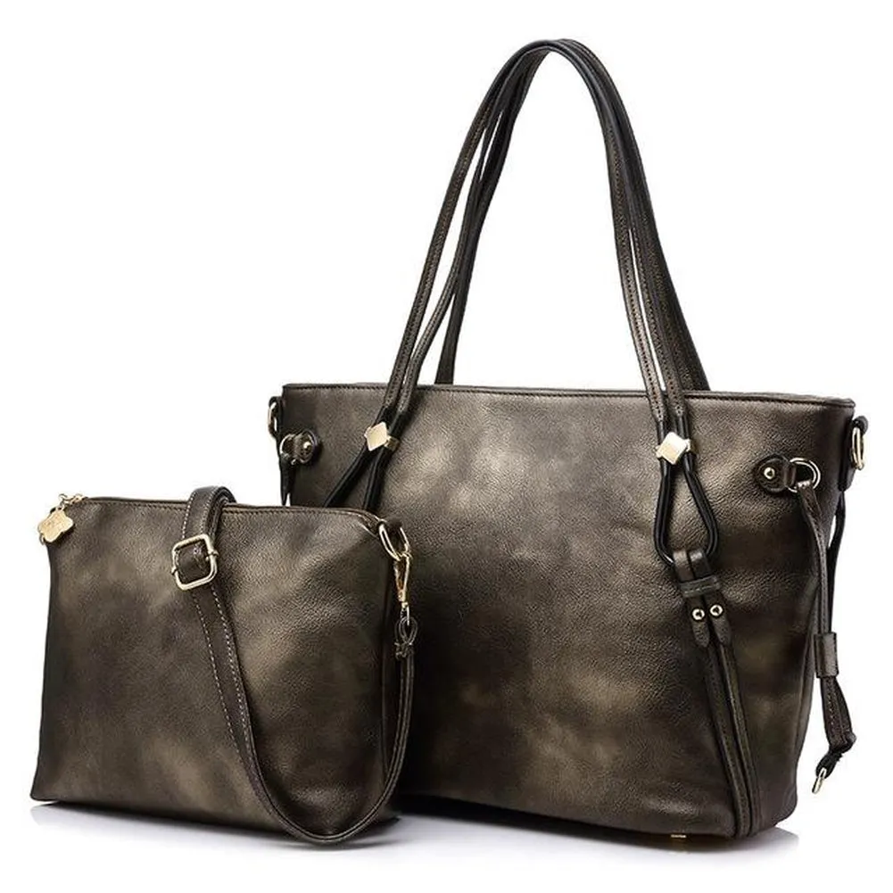 <bold>Tote & Crossbody Bag Set <br>Vegan-Leather