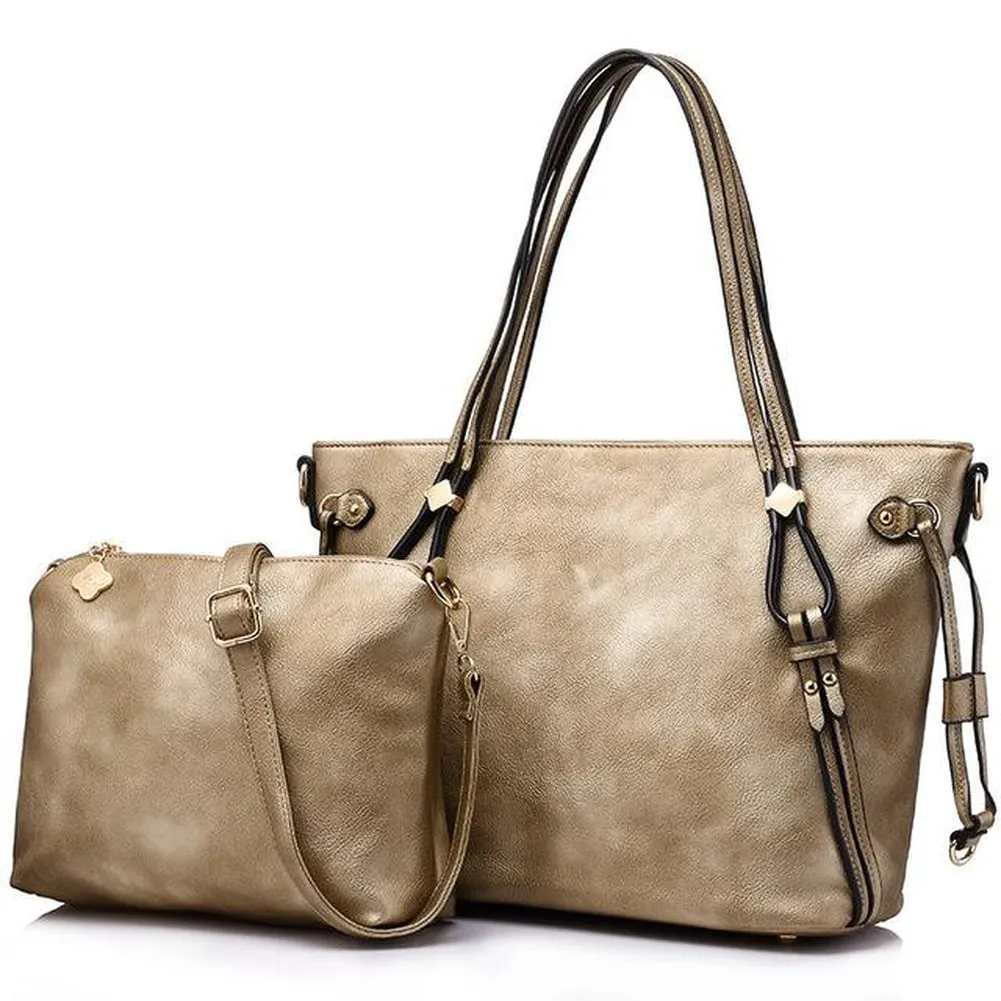 <bold>Tote & Crossbody Bag Set <br>Vegan-Leather