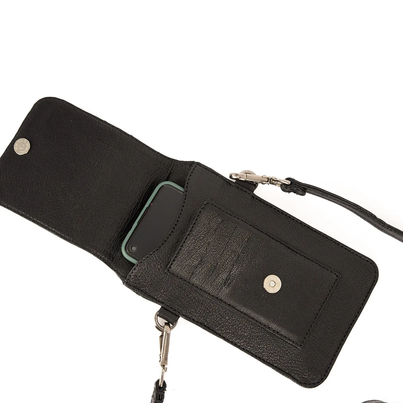 Lupita : Ladies Leather Crossbody Purse in Black Cayak