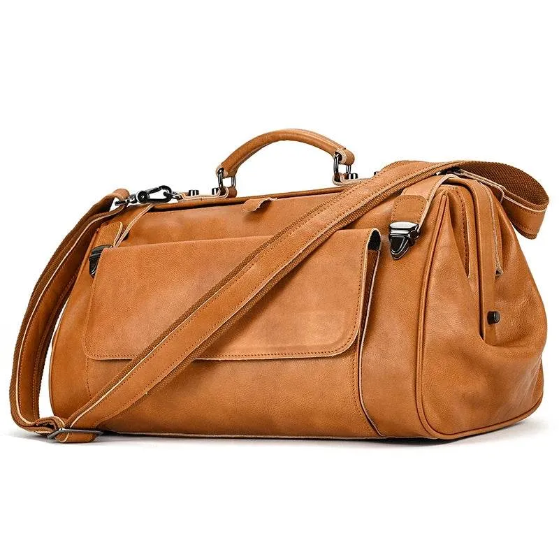 Luxury Leather Duffle Bags for Business Flights 45cm Travel Bag