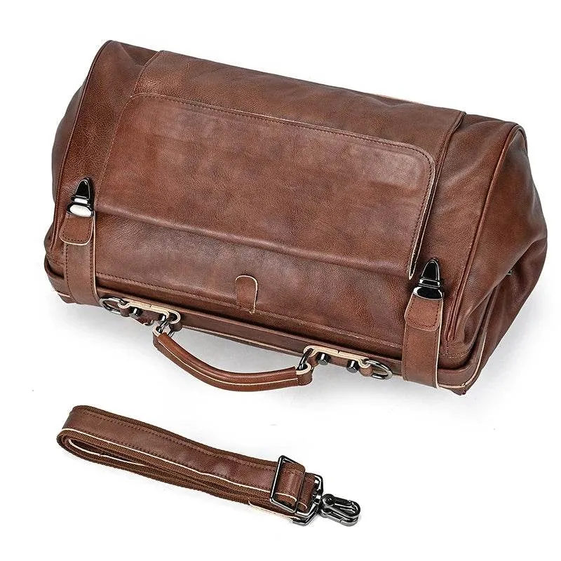 Luxury Leather Duffle Bags for Business Flights 45cm Travel Bag