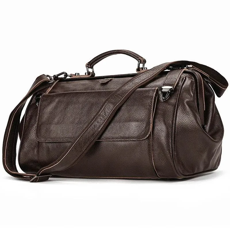 Luxury Leather Duffle Bags for Business Flights 45cm Travel Bag