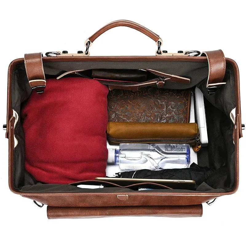 Luxury Leather Duffle Bags for Business Flights 45cm Travel Bag