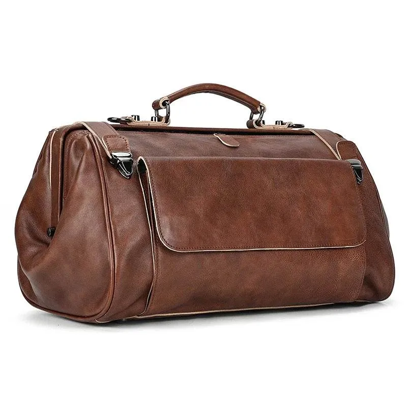 Luxury Leather Duffle Bags for Business Flights 45cm Travel Bag