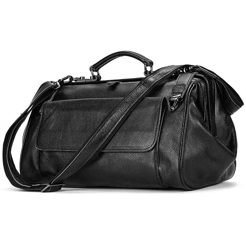 Luxury Leather Duffle Bags for Business Flights 45cm Travel Bag