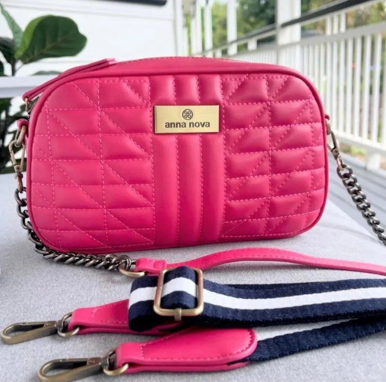 Madeline X Body Bag In Navy   Hot Pink