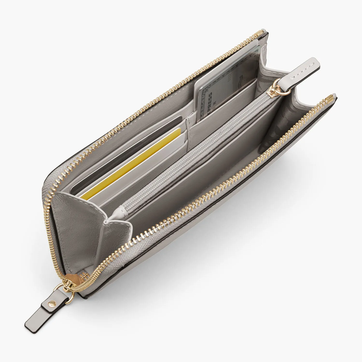 Magnolia Leather Wallet - Nappa Leather - Light Grey / Gold / Grey