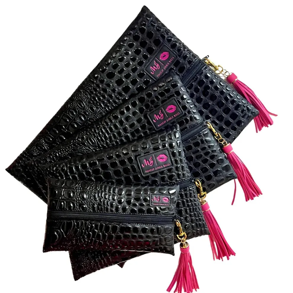 Makeup Junkie Bags - Bubble Gator Onyx
