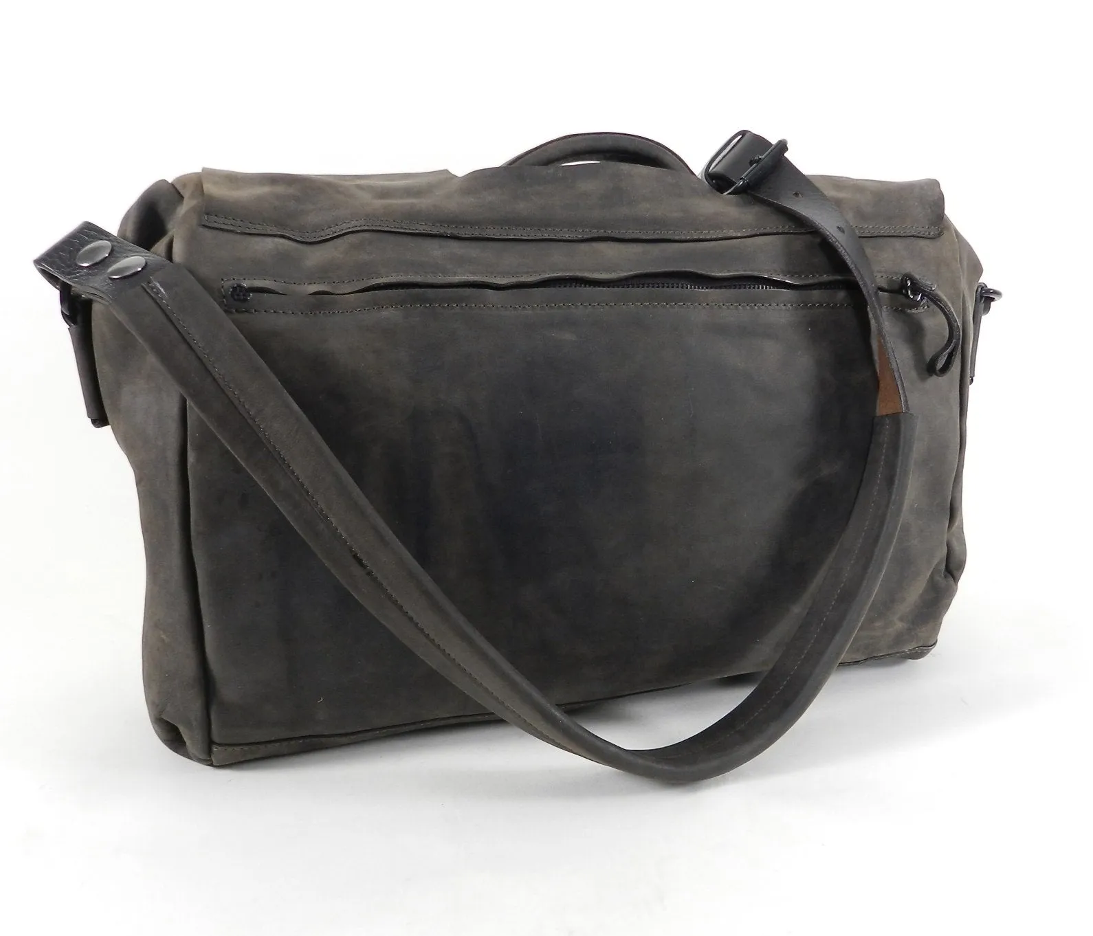 Marsell Dark Walnut Brown Leather Messenger Computer Bag