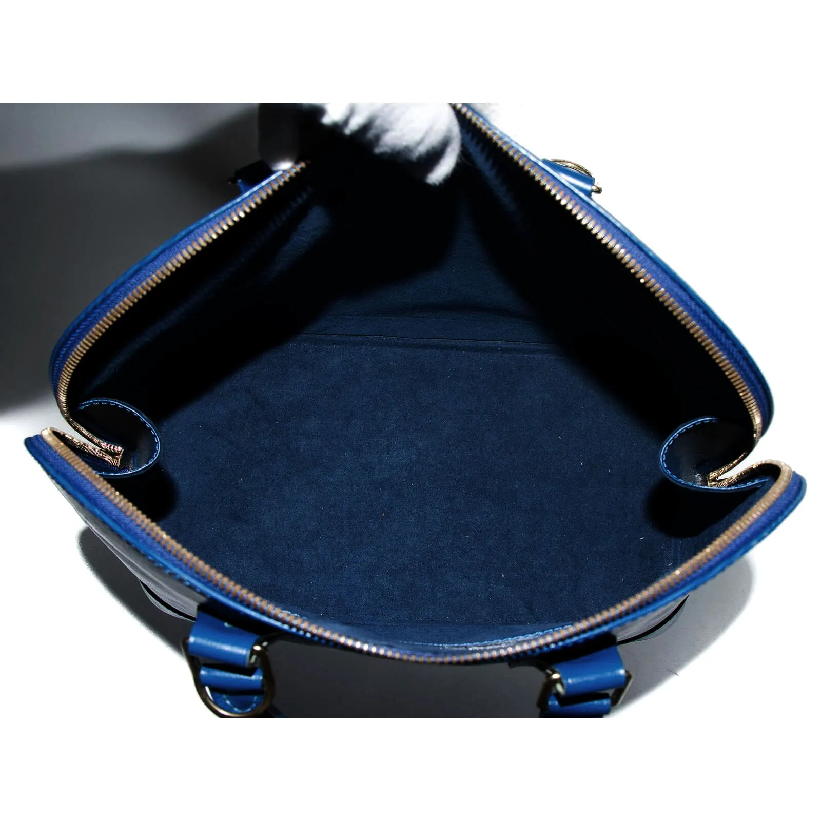 Meghan Epi Leather Top Handle Bag with Padlock - Dark Blue