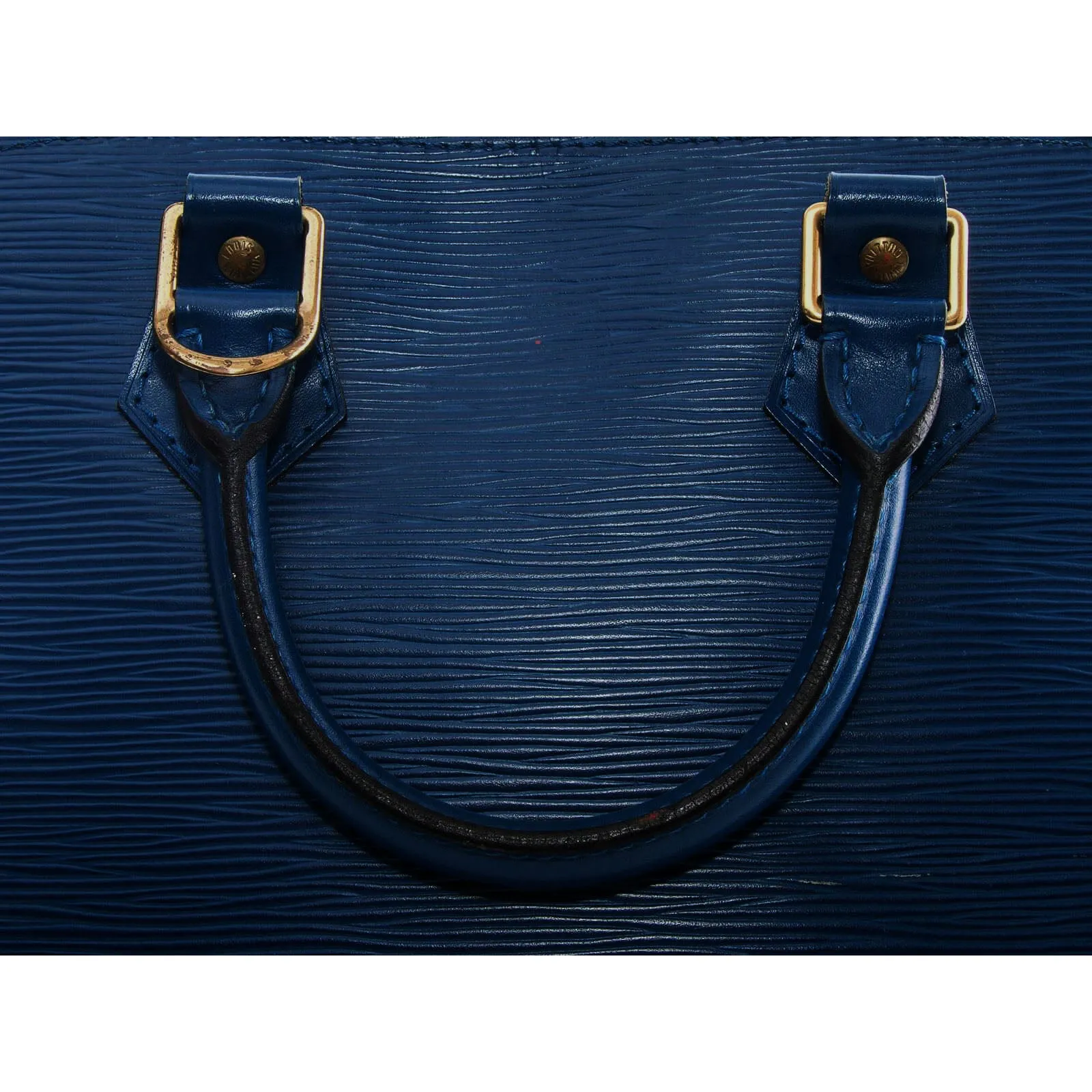 Meghan Epi Leather Top Handle Bag with Padlock - Dark Blue