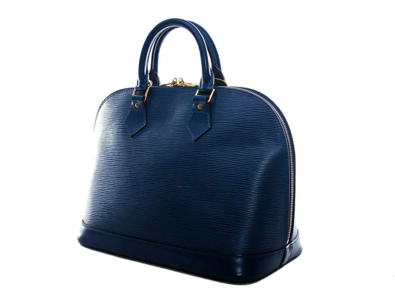 Meghan Epi Leather Top Handle Bag with Padlock - Dark Blue
