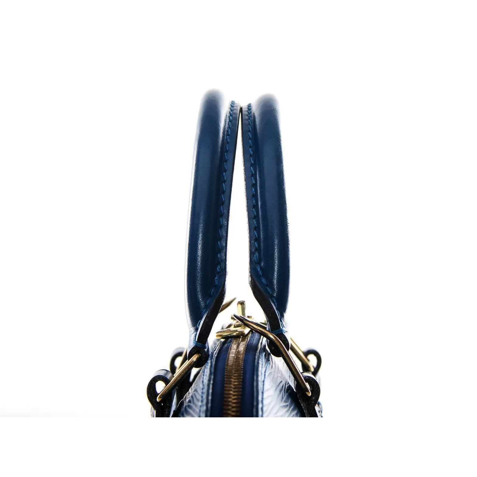 Meghan Epi Leather Top Handle Bag with Padlock - Dark Blue