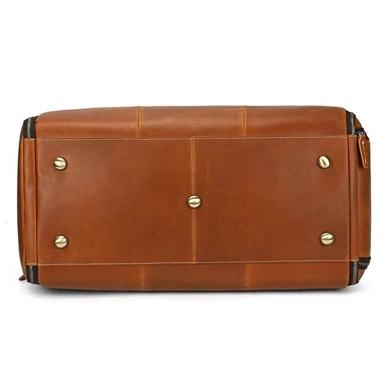 Men's Leather Business Trip Travel Duffle Opens to a Garment Bag
