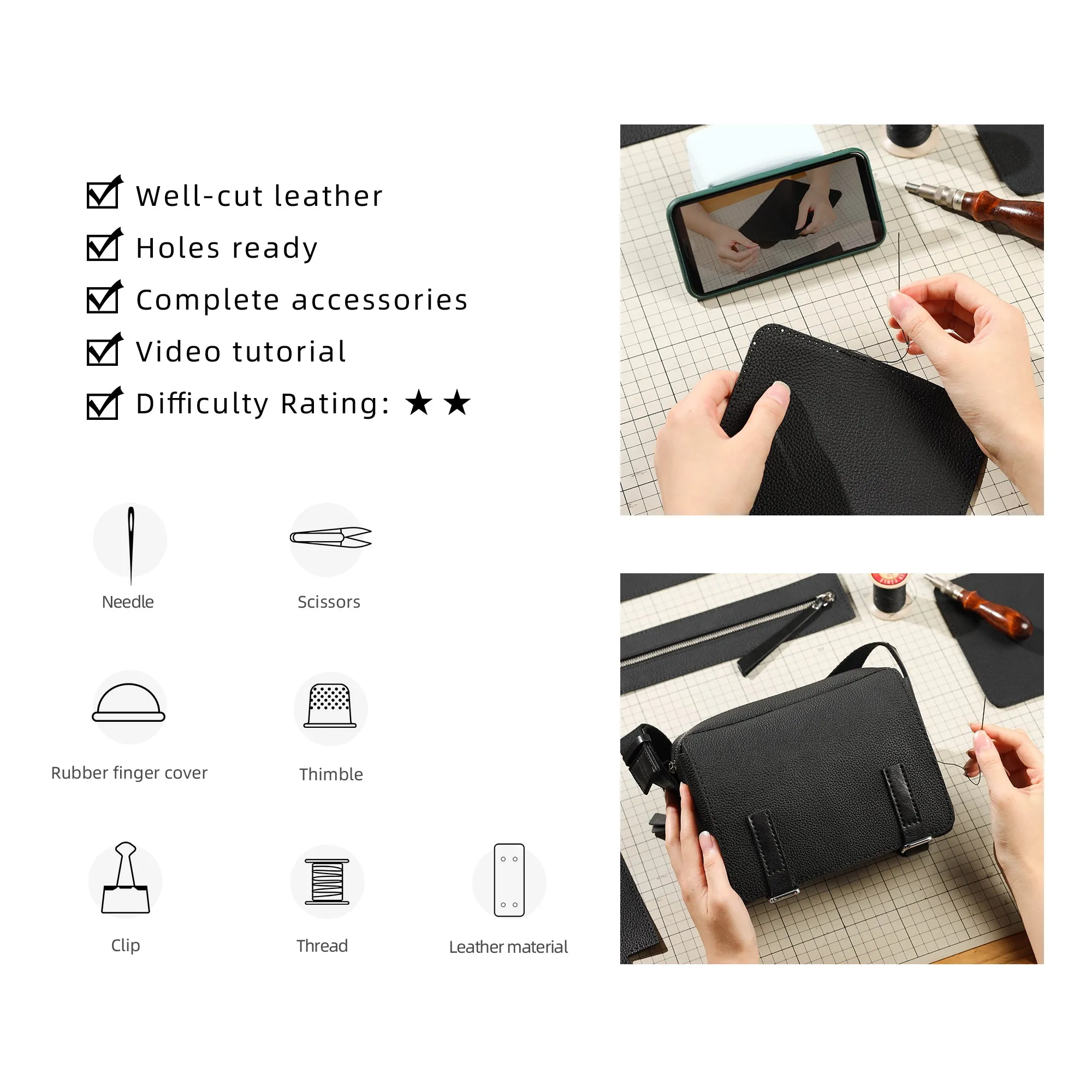 Men's Messenger Leather Bag Kit