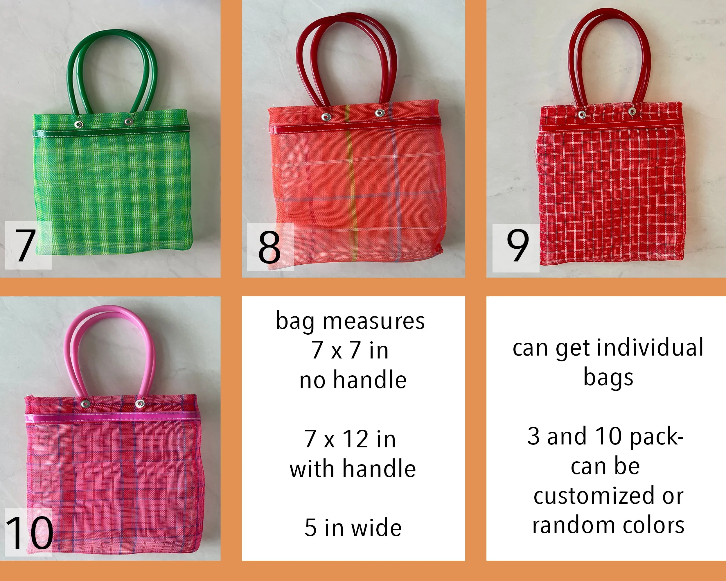 Mini Mexican Plastic Candy Purse Market Bag 7x7 in