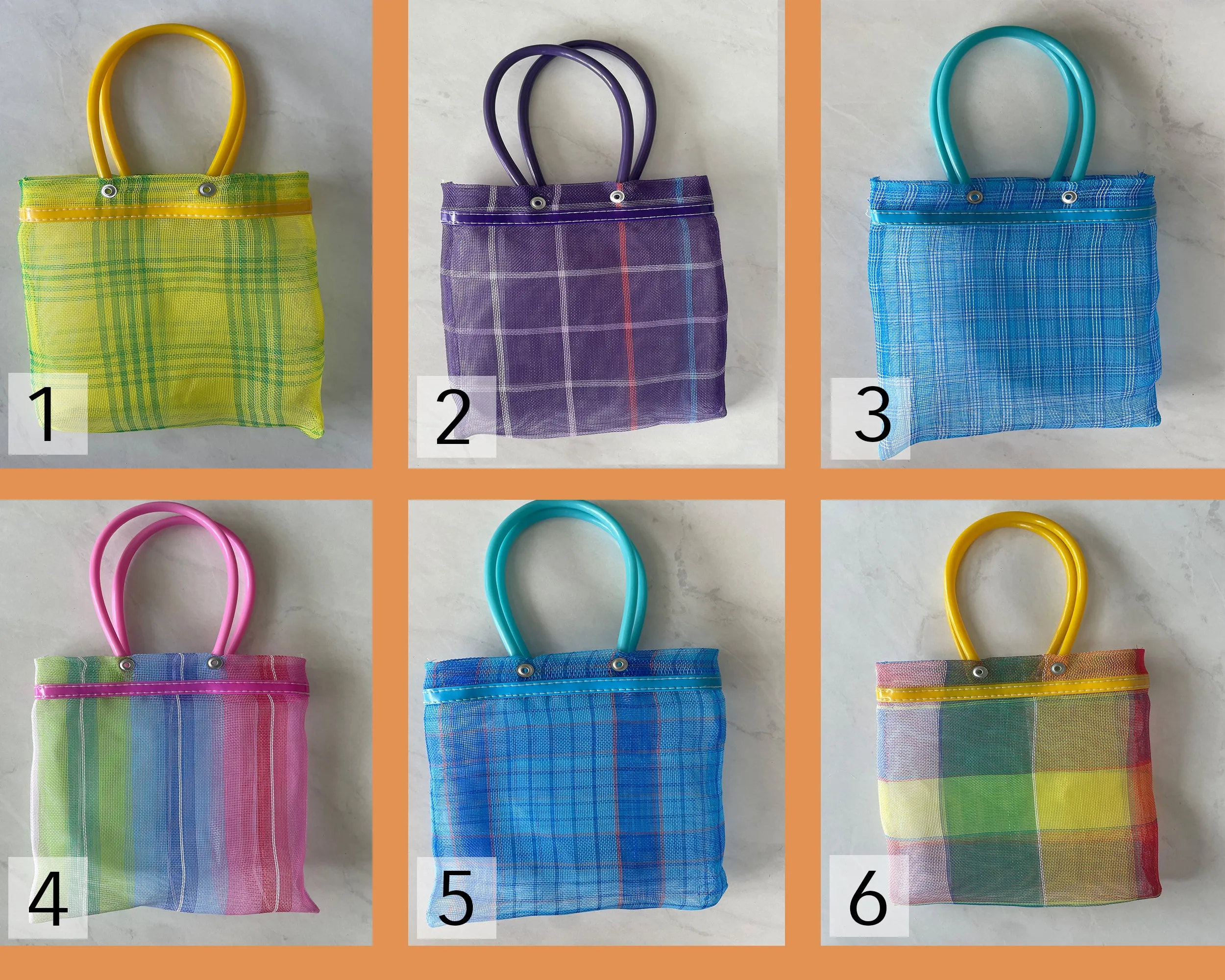 Mini Mexican Plastic Candy Purse Market Bag 7x7 in