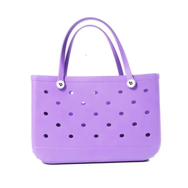 M/L/XL Fashion Beach Bags EVA Rubber Waterproof Storage Baskets Travel Shopping Handbag Women Shoulder Solid Color Tote Bag Bogg
