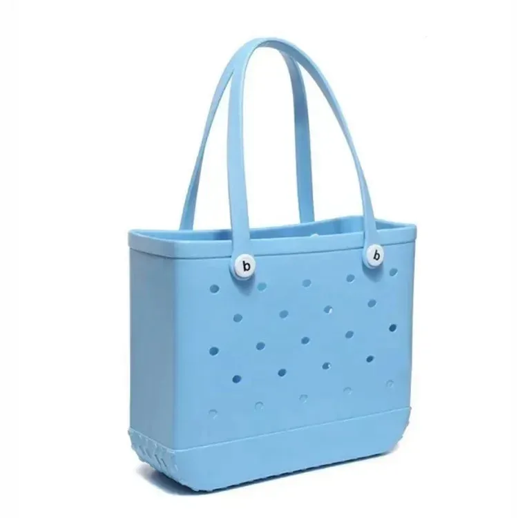 M/L/XL Fashion Beach Bags EVA Rubber Waterproof Storage Baskets Travel Shopping Handbag Women Shoulder Solid Color Tote Bag Bogg