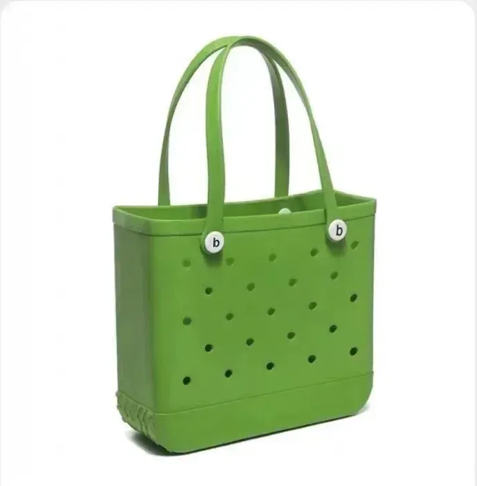 M/L/XL Fashion Beach Bags EVA Rubber Waterproof Storage Baskets Travel Shopping Handbag Women Shoulder Solid Color Tote Bag Bogg