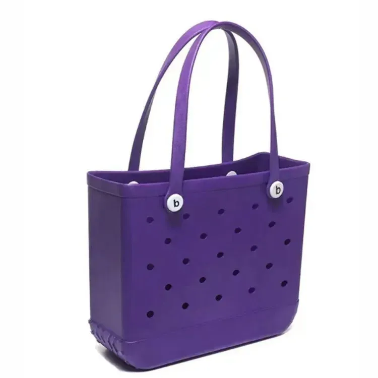 M/L/XL Fashion Beach Bags EVA Rubber Waterproof Storage Baskets Travel Shopping Handbag Women Shoulder Solid Color Tote Bag Bogg