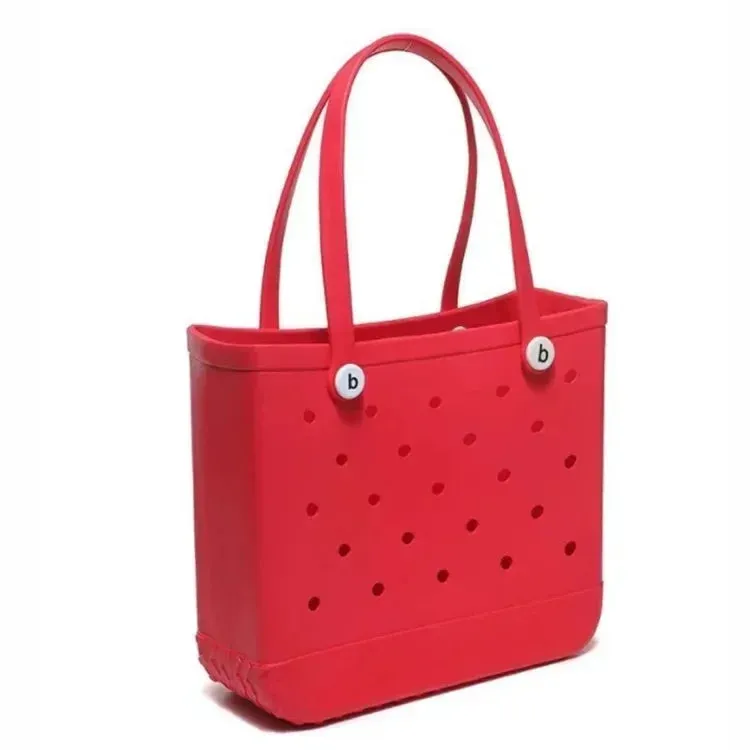 M/L/XL Fashion Beach Bags EVA Rubber Waterproof Storage Baskets Travel Shopping Handbag Women Shoulder Solid Color Tote Bag Bogg