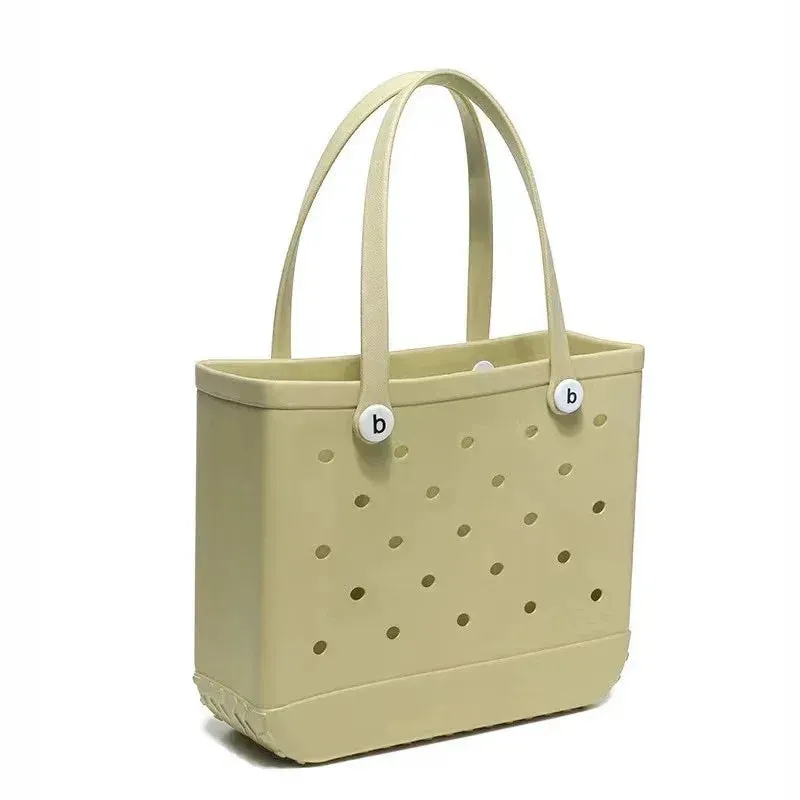 M/L/XL Fashion Beach Bags EVA Rubber Waterproof Storage Baskets Travel Shopping Handbag Women Shoulder Solid Color Tote Bag Bogg