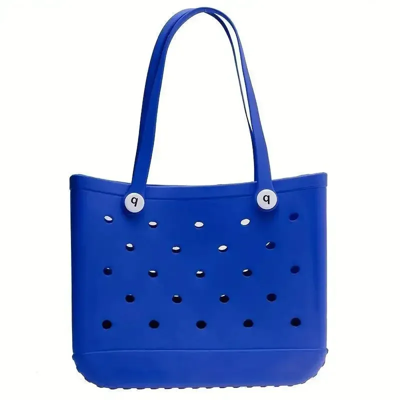 M/L/XL Fashion Beach Bags EVA Rubber Waterproof Storage Baskets Travel Shopping Handbag Women Shoulder Solid Color Tote Bag Bogg