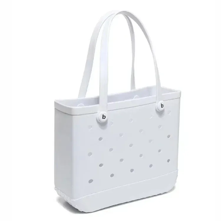 M/L/XL Fashion Beach Bags EVA Rubber Waterproof Storage Baskets Travel Shopping Handbag Women Shoulder Solid Color Tote Bag Bogg