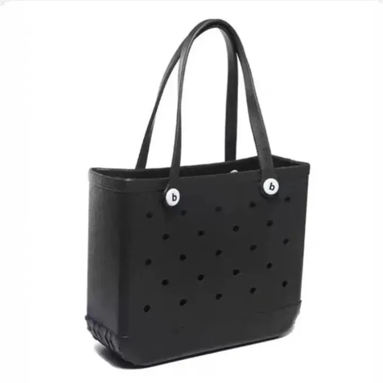M/L/XL Fashion Beach Bags EVA Rubber Waterproof Storage Baskets Travel Shopping Handbag Women Shoulder Solid Color Tote Bag Bogg